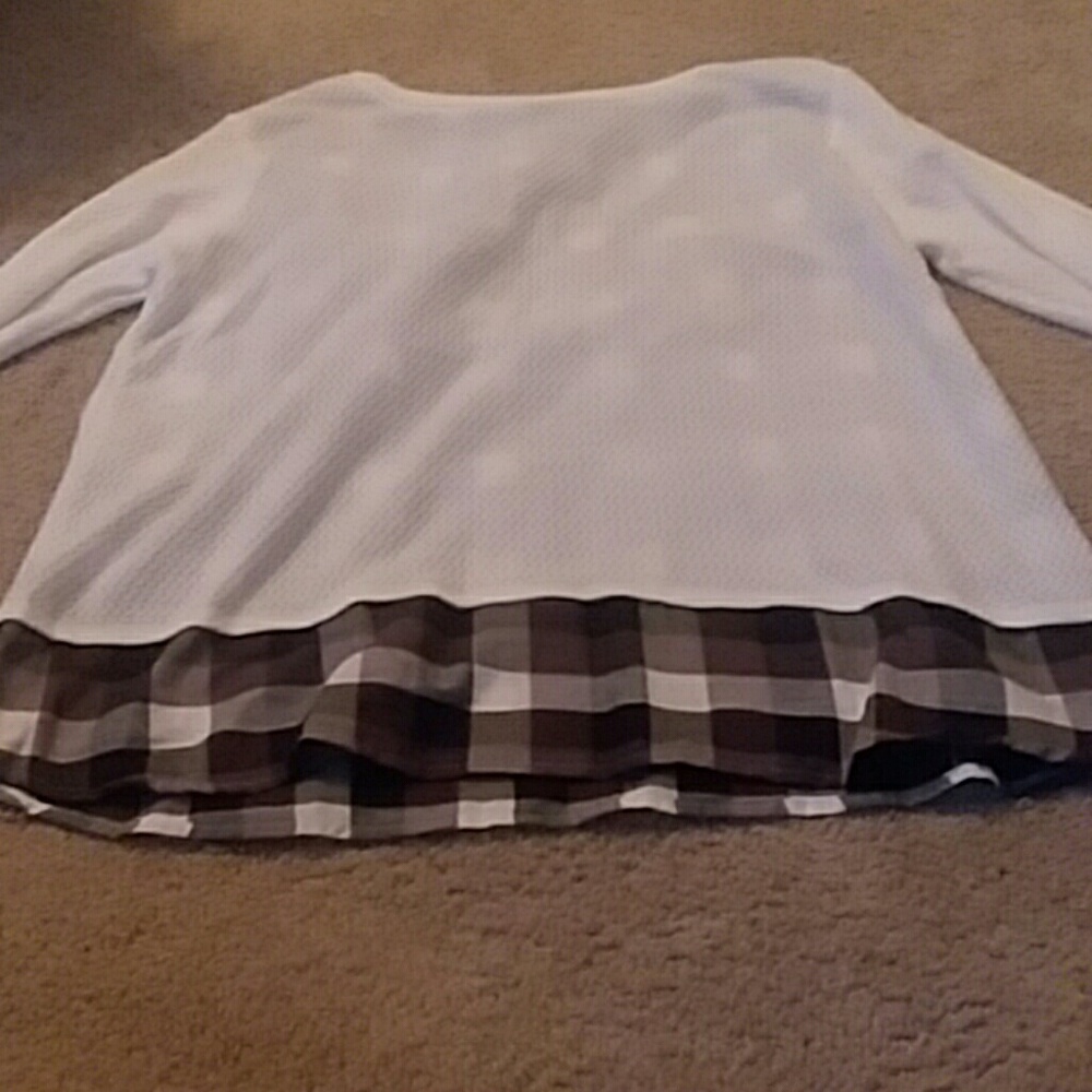 White and black plaid shirt